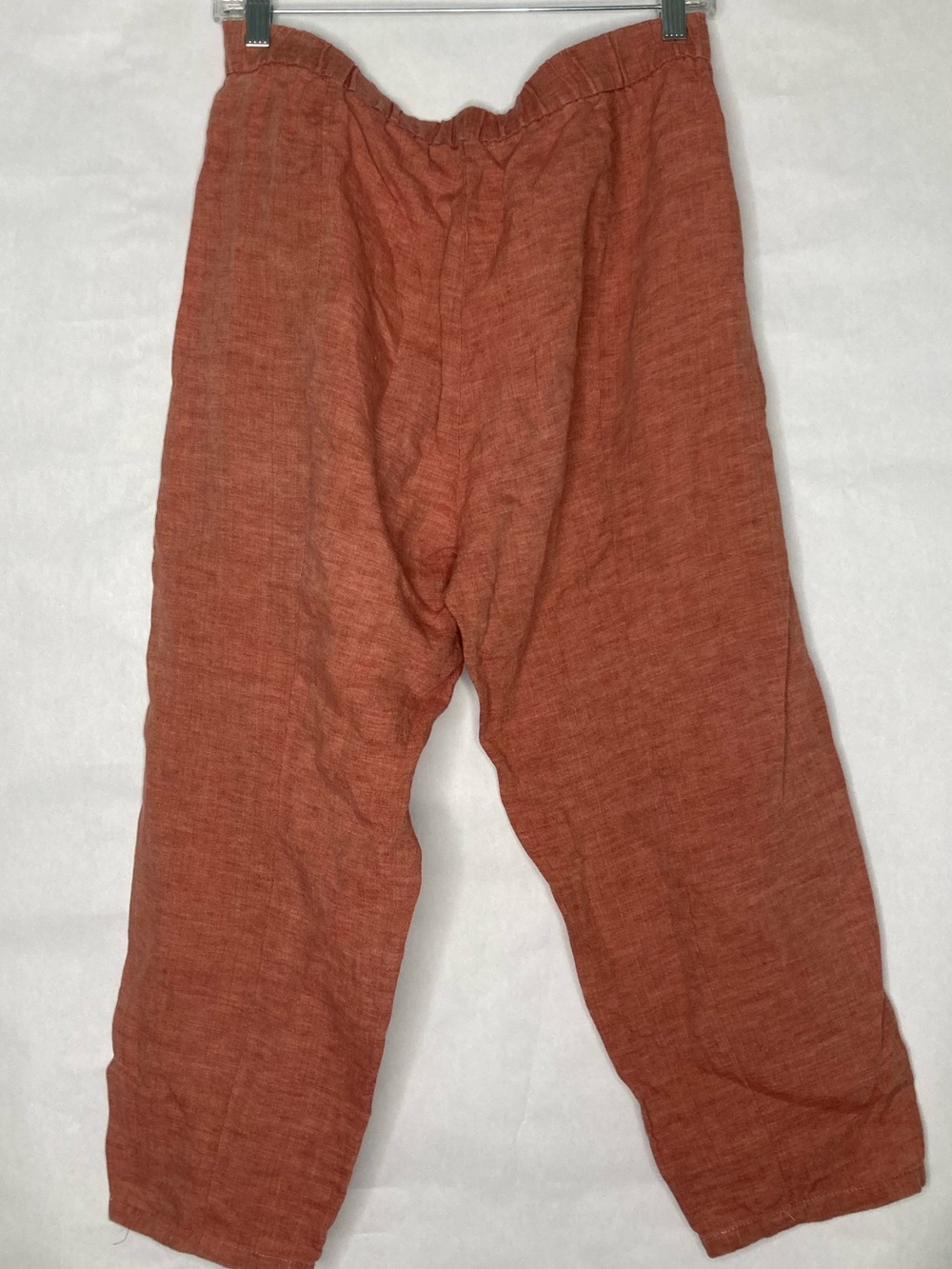 Eileen Fisher Petite Medium Organic Linen Pants Clay Elastic Waist Wide Leg PM - Picture 7 of 7